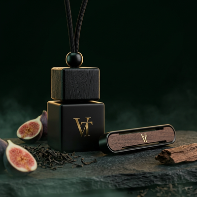 VT Autoparfum Set, Duft Noir 29: Flakon und Echtholz-Clip in der Geschenkbox, herb mit schwarzem Tee und Vetiver